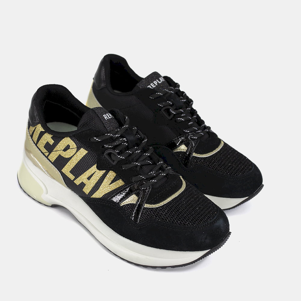 Replay Sapatilhas Sneakers Shoes Mossy 019t Blk Gold Preto Ouro Shot10