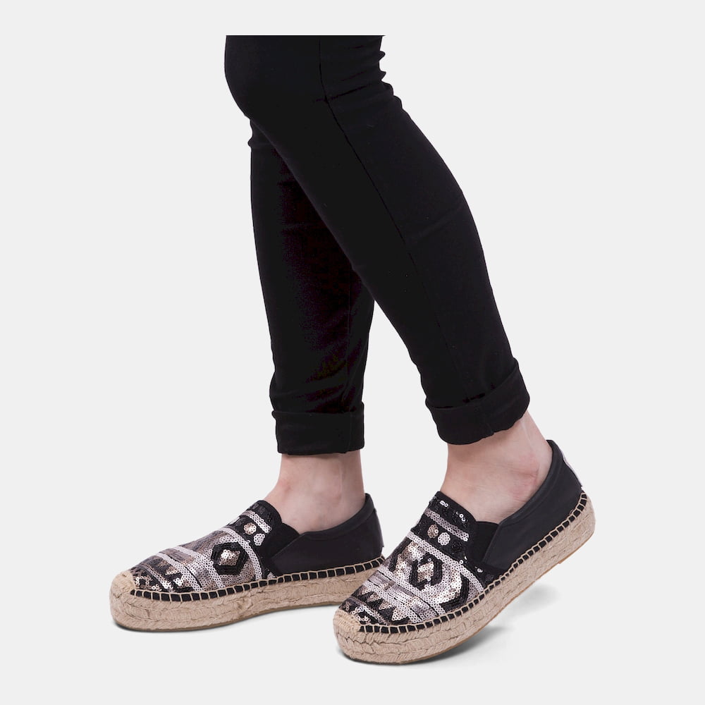 Replay Slip On Slippers Onested Black Glit Preto Glitter Shot7