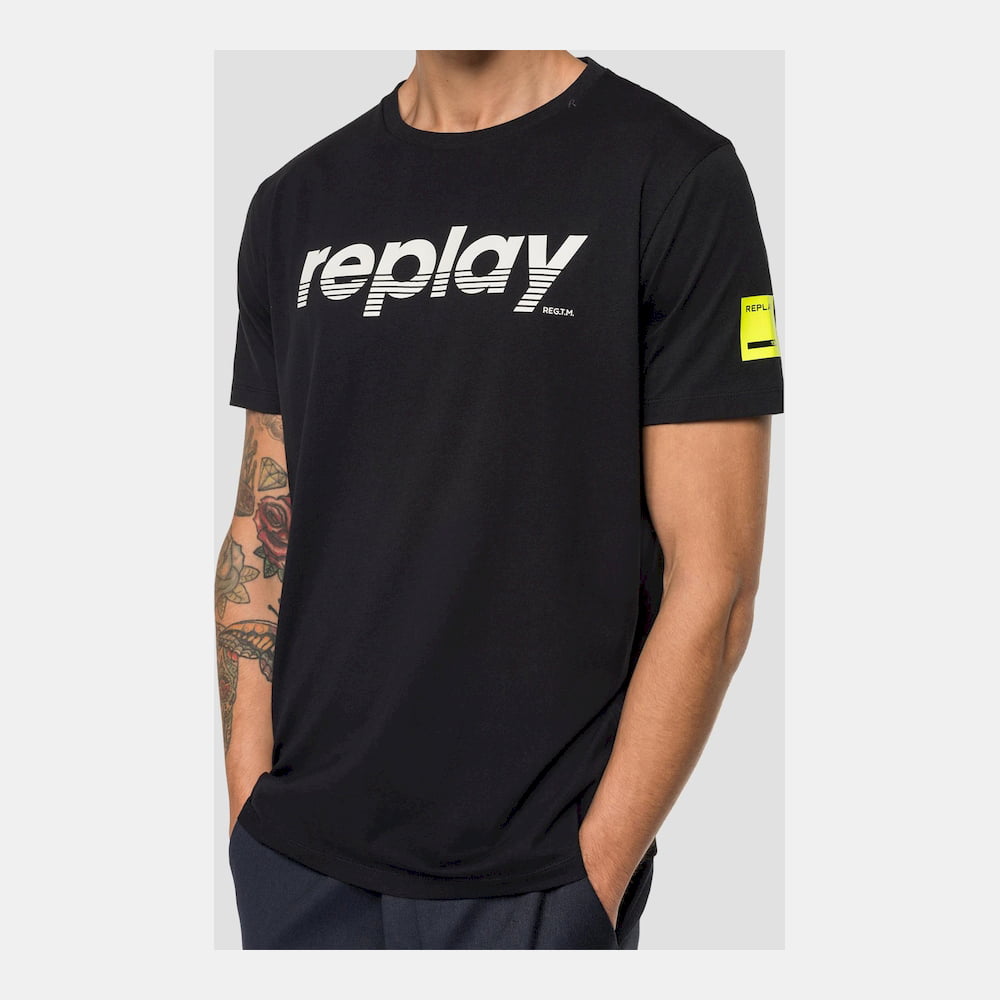 Replay T Shirt M3005 Black Preto Shot8