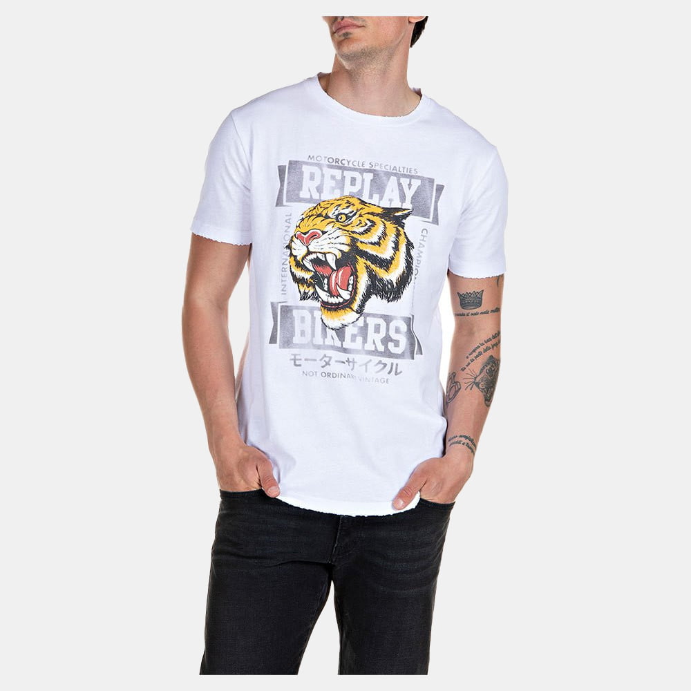Replay T Shirt M6022 White Mult Branco Multi Shot1