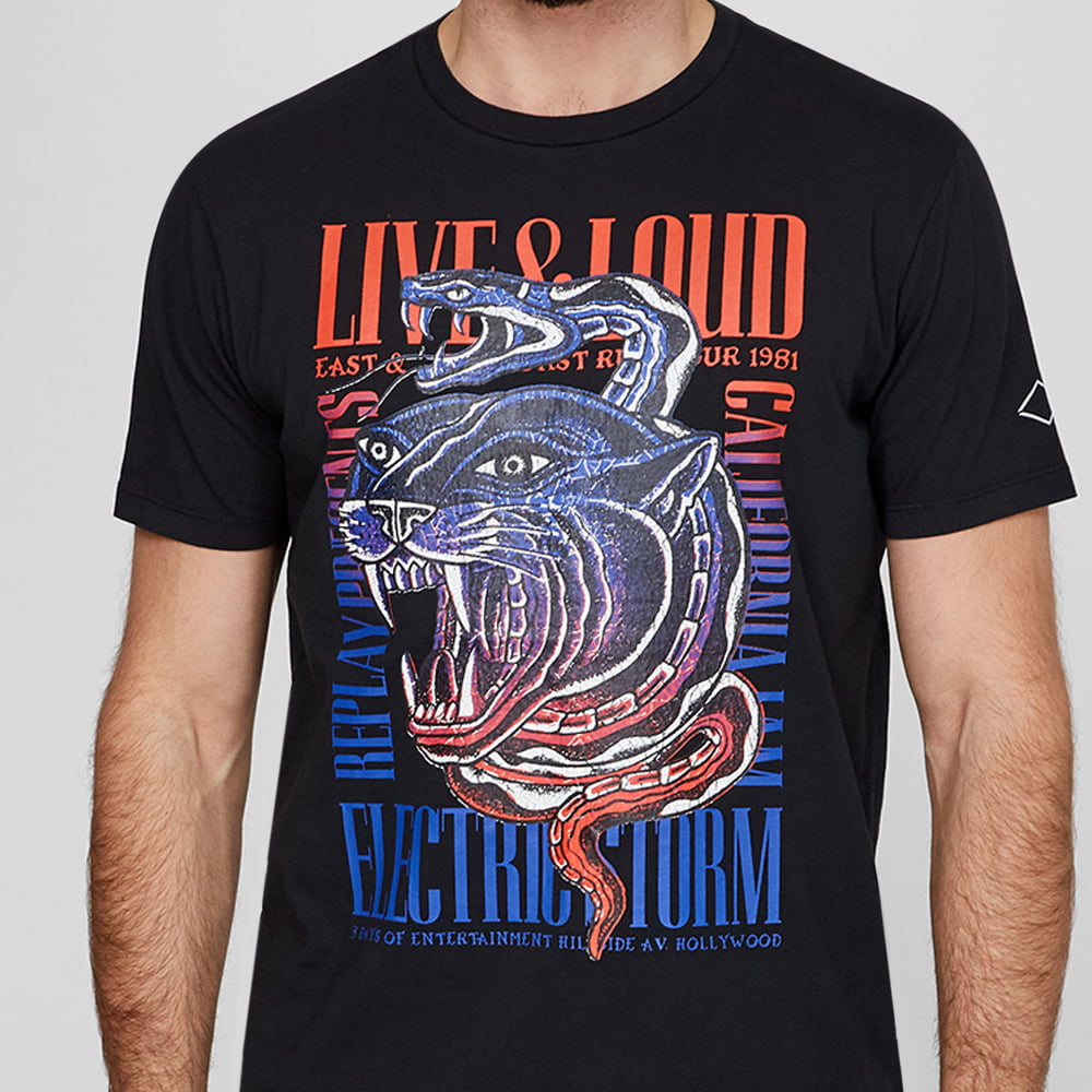 Replay T Shirt M6035 Blk Multi Preto Multicolor Shot6