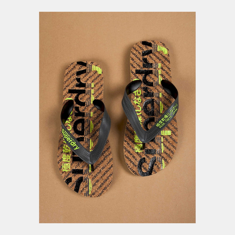 Superdry Chinelos Slippers Mf310 Blk Green Preto Verde Shot2