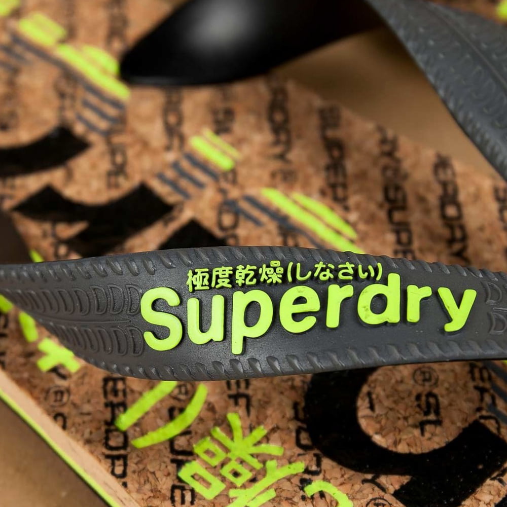 Superdry Chinelos Slippers Mf310 Blk Green Preto Verde Shot3