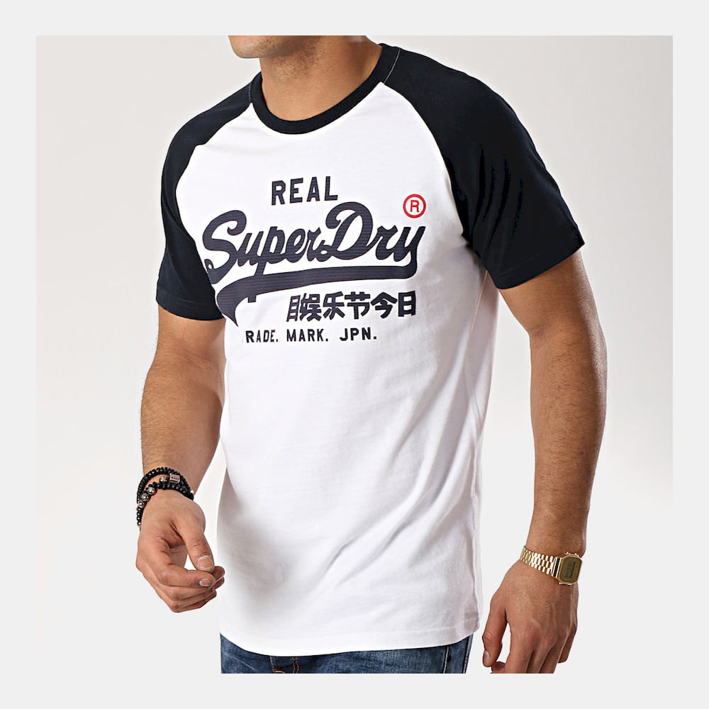 Superdry T Shirt M10131tt Whi Blue Branco Azul Shot8