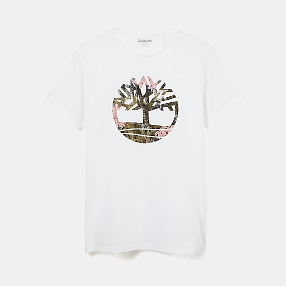 Timberland T Shirt 0a1o6b Tree White Branco Shot2
