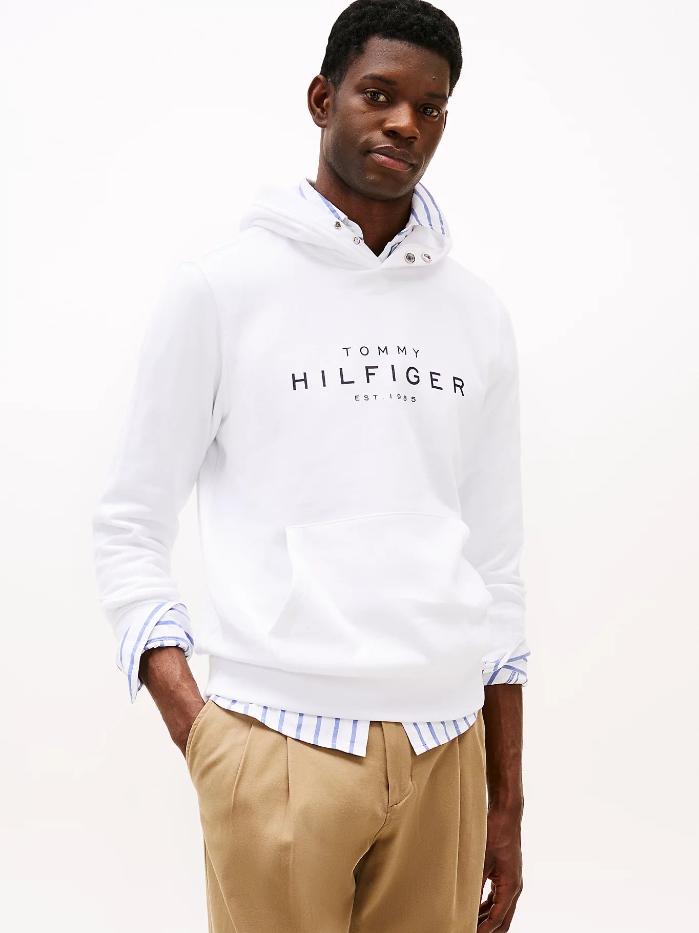 Tommy Hilfiger Camisola Hoodie Mw0mw37455 White Branco_shot5