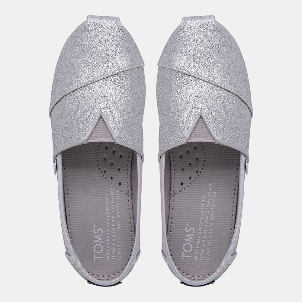 Toms Slip On Slippers 10011447 Silver Gli Prateado Glitter Shot8