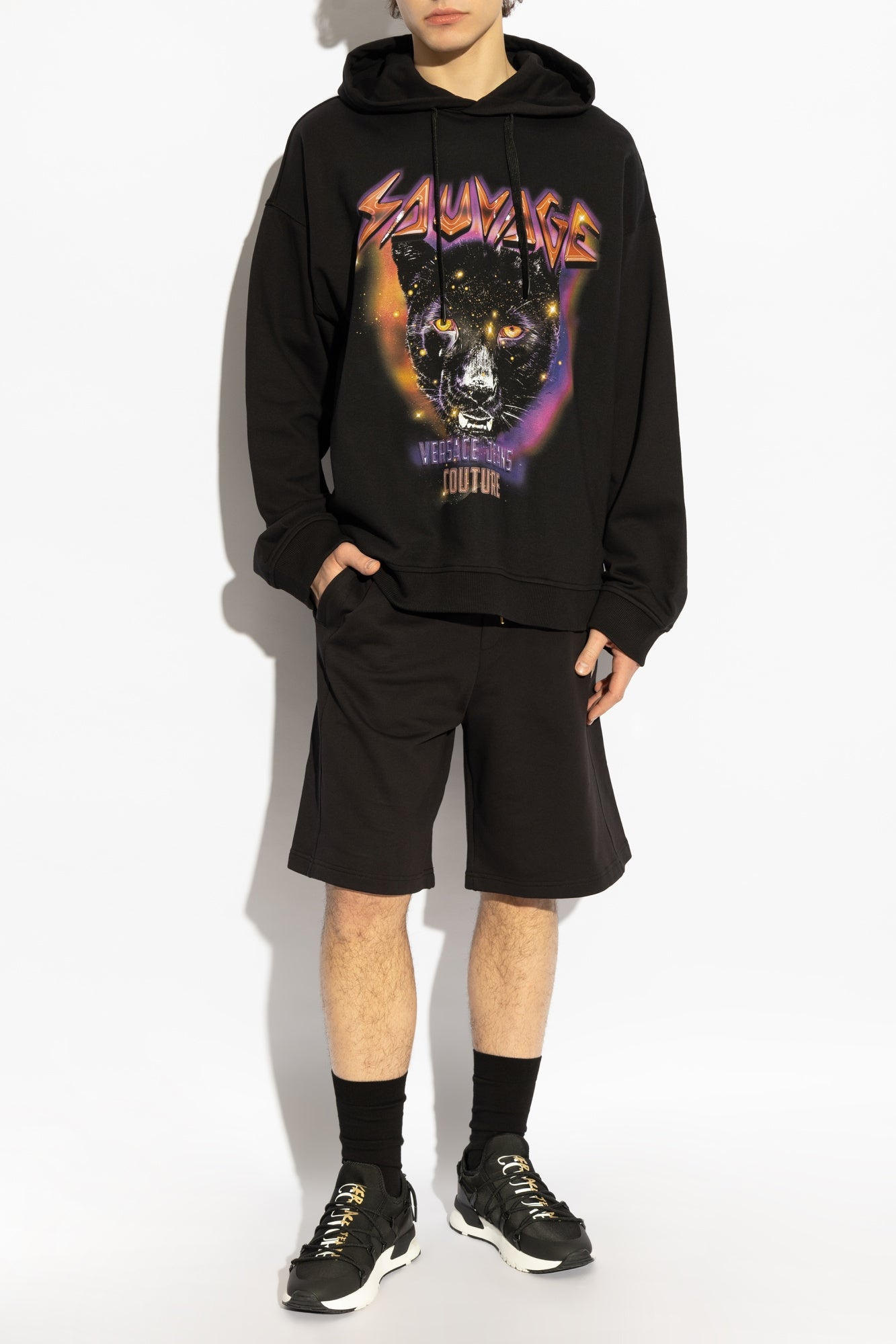 Versace Calcao Shorts 78gadt08 Blk Gold Preto Ouro_shot2