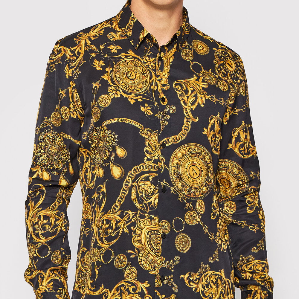 Versace Camisa Shirt 71gal2s0 Blk Yellow Preto Amarelo Shot1