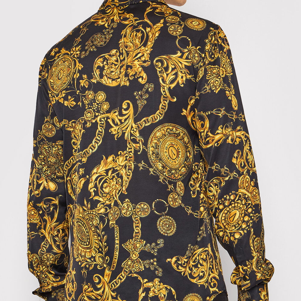 Versace Camisa Shirt 71gal2s0 Blk Yellow Preto Amarelo Shot2