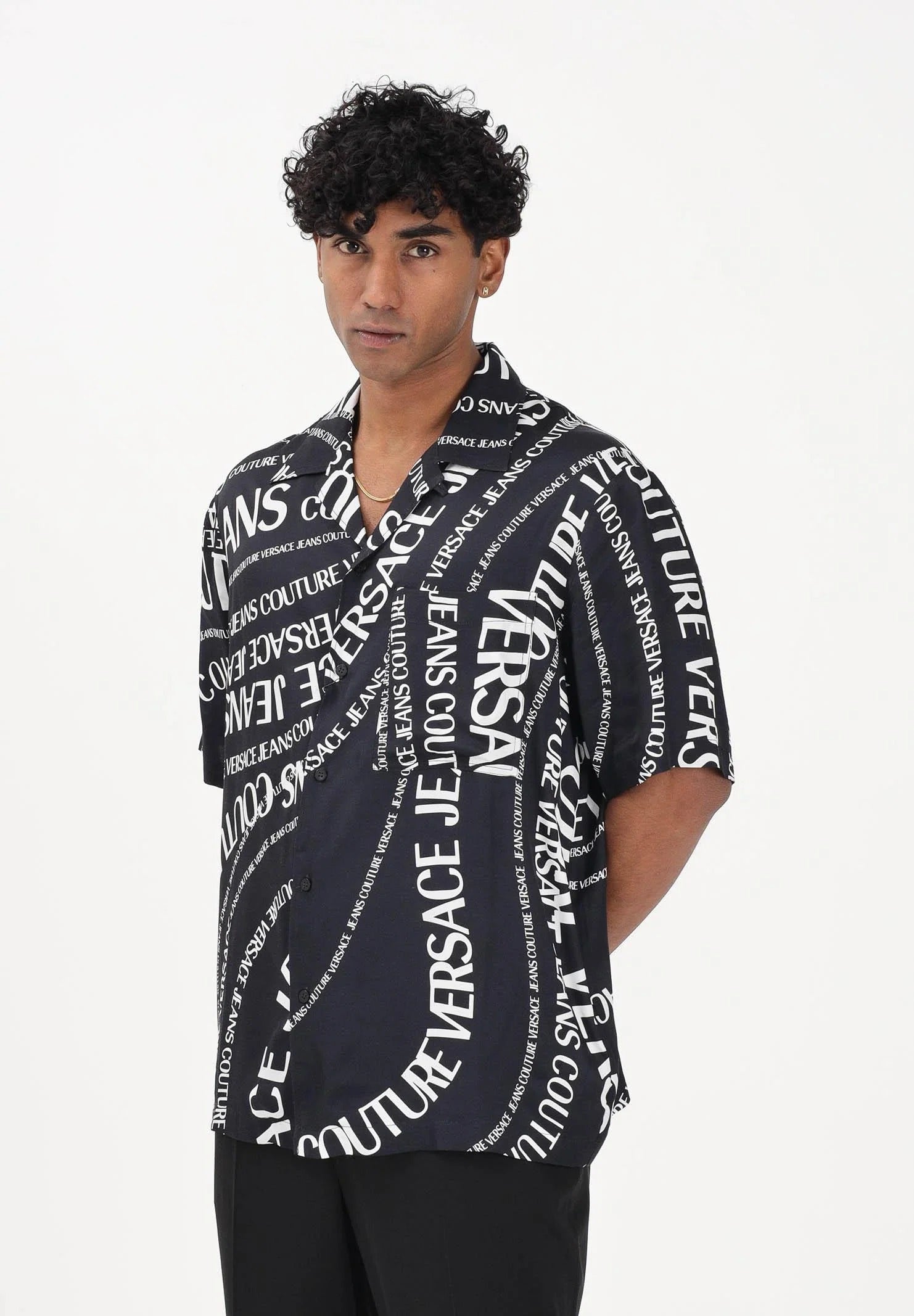 Versace Camisa Shirt 80gal2b0 Blk White Preto Branco_shot2