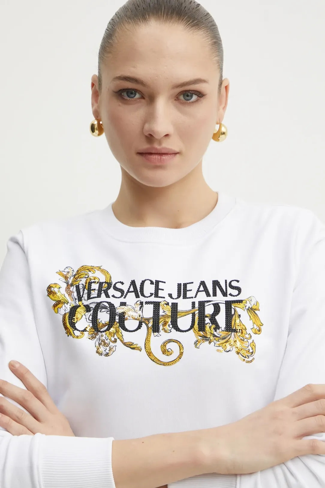 Versace Camisola Sweat 78haic06 Whi Gold Branco Dourado_shot4