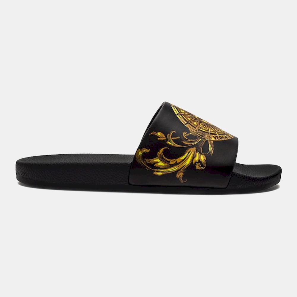 Versace Chinelos Slippers 72ya3sq4 Blk Yellow Preto Amarelo Shot6