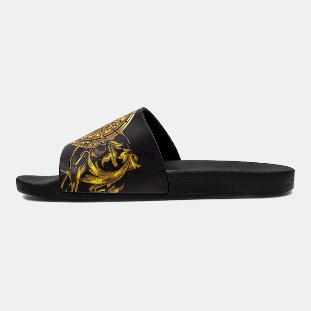Versace Chinelos Slippers 72ya3sq4 Blk Yellow Preto Amarelo Shot8