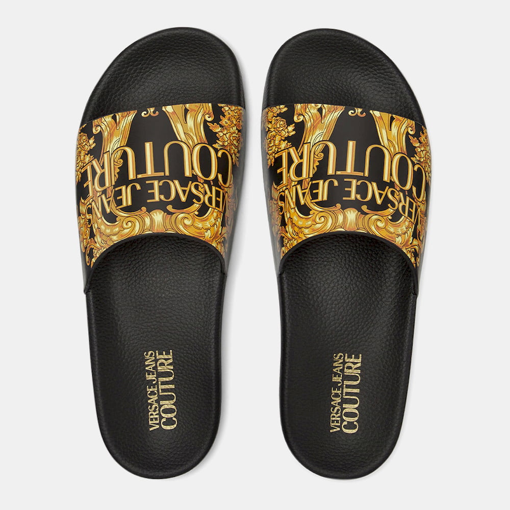 Versace Chinelos Slippers 73ya3sq2 Blk Gold Preto Ouro Shot2