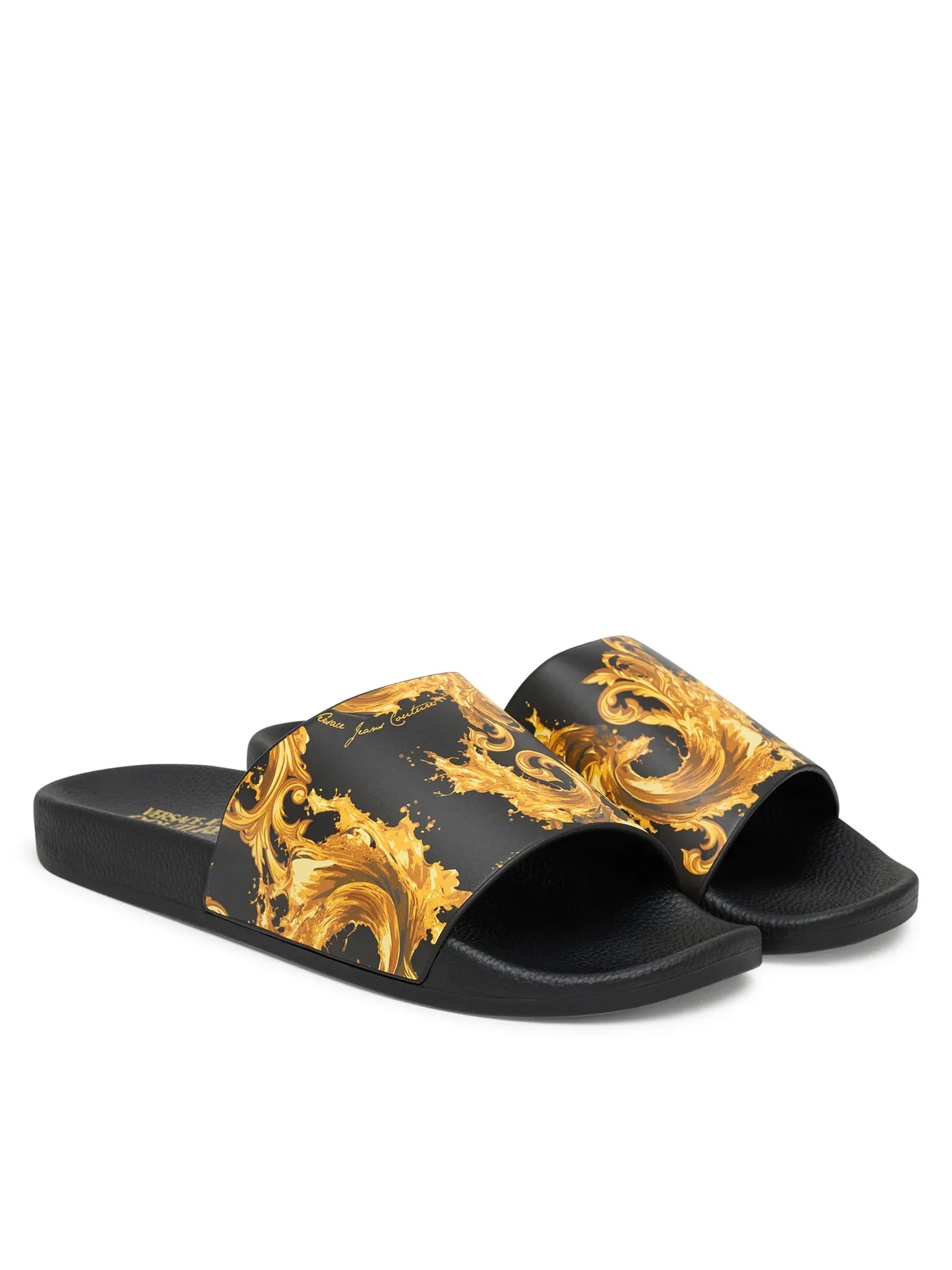 Versace Chinelos Slippers 80ya3sq4 Blk Gold Preto Ouro_shot2