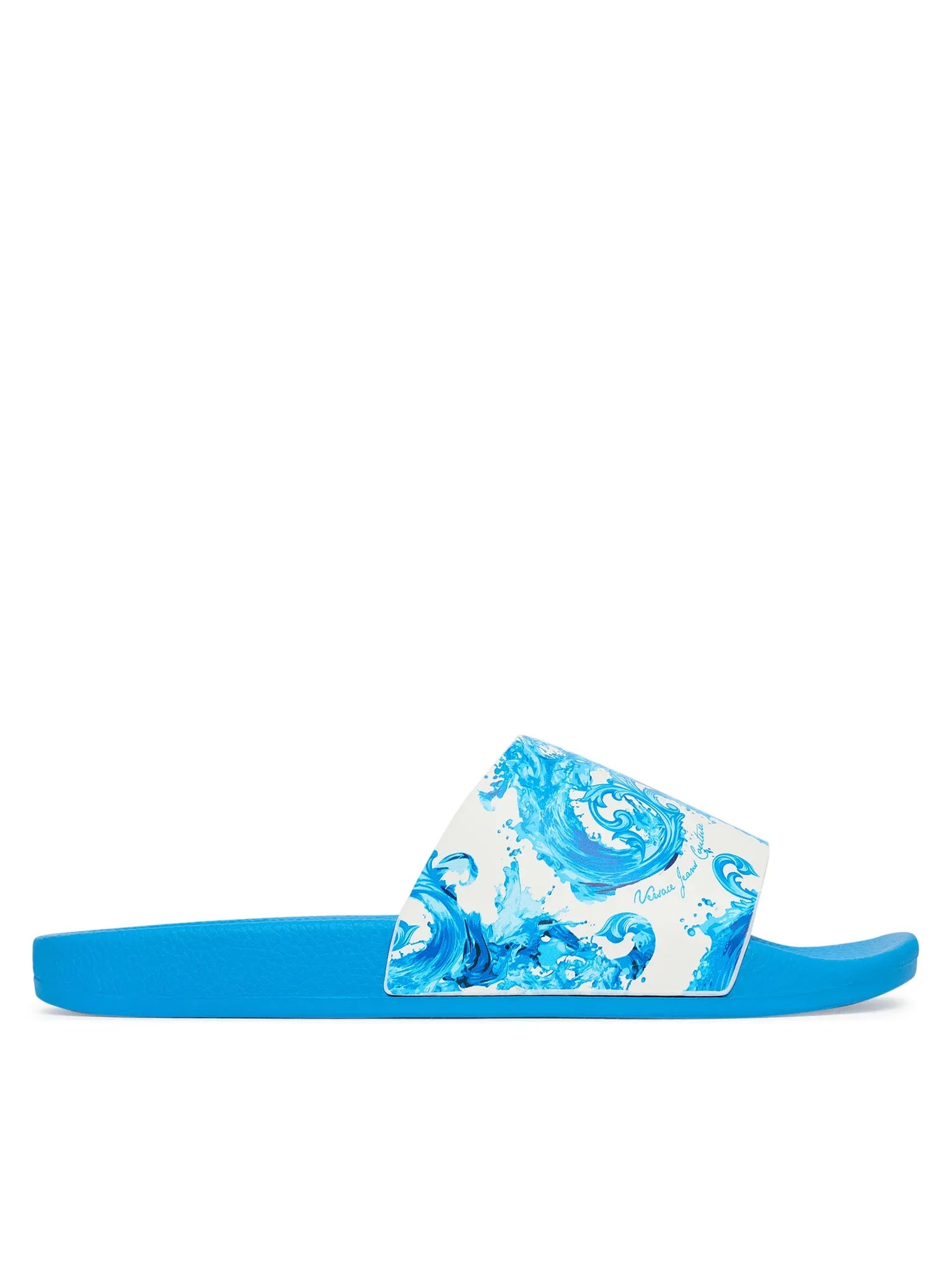 Versace Chinelos Slippers 80ya3sq4 Blue White Azul Branco_shot3