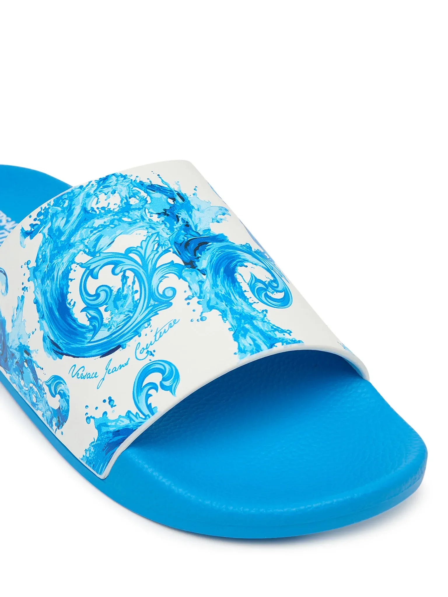 Versace Chinelos Slippers 80ya3sq4 Blue White Azul Branco_shot6