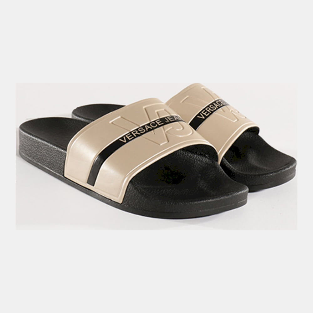 Versace Chinelos Slippers E0yrbsh1 Gold Dourado Shot2