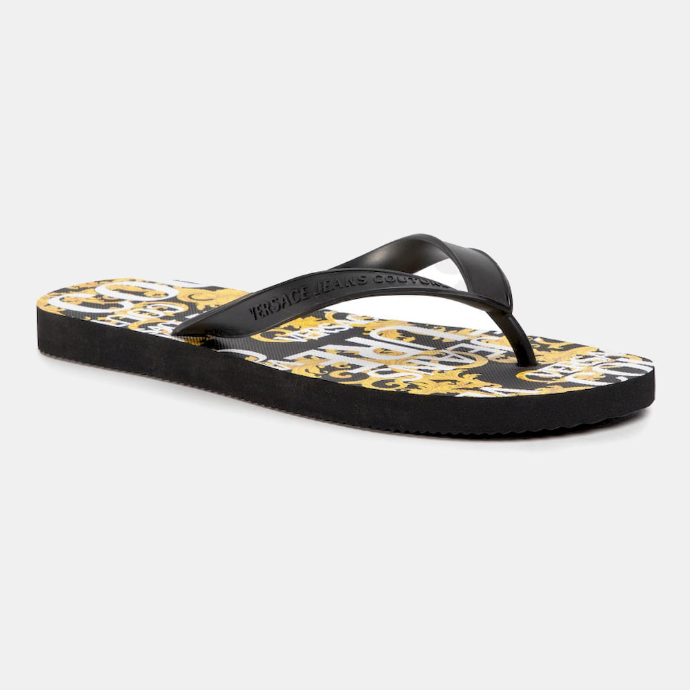 Versace Chinelos Slippers E0yvbsq8 Blk Yellow Preto Amarelo Shot2