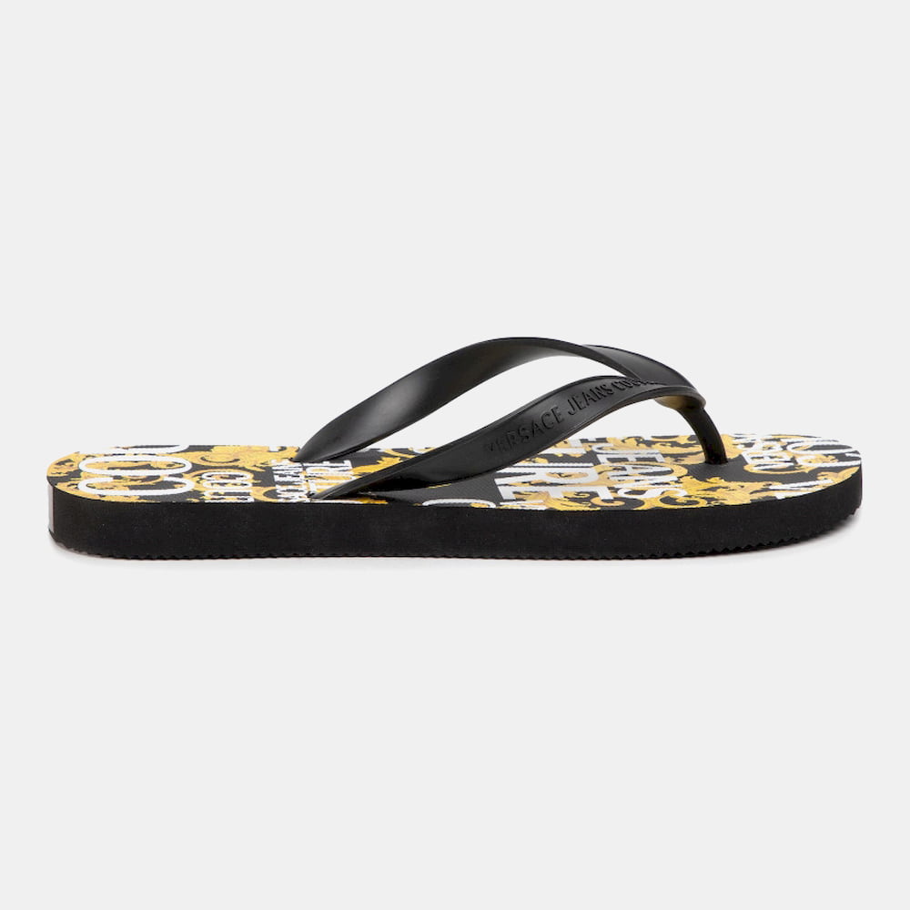 Versace Chinelos Slippers E0yvbsq8 Blk Yellow Preto Amarelo Shot4