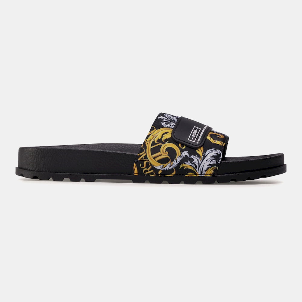 Versace Chinelos Slippers E0yzasq4 Blk Yellow Preto Amarelo Shot4