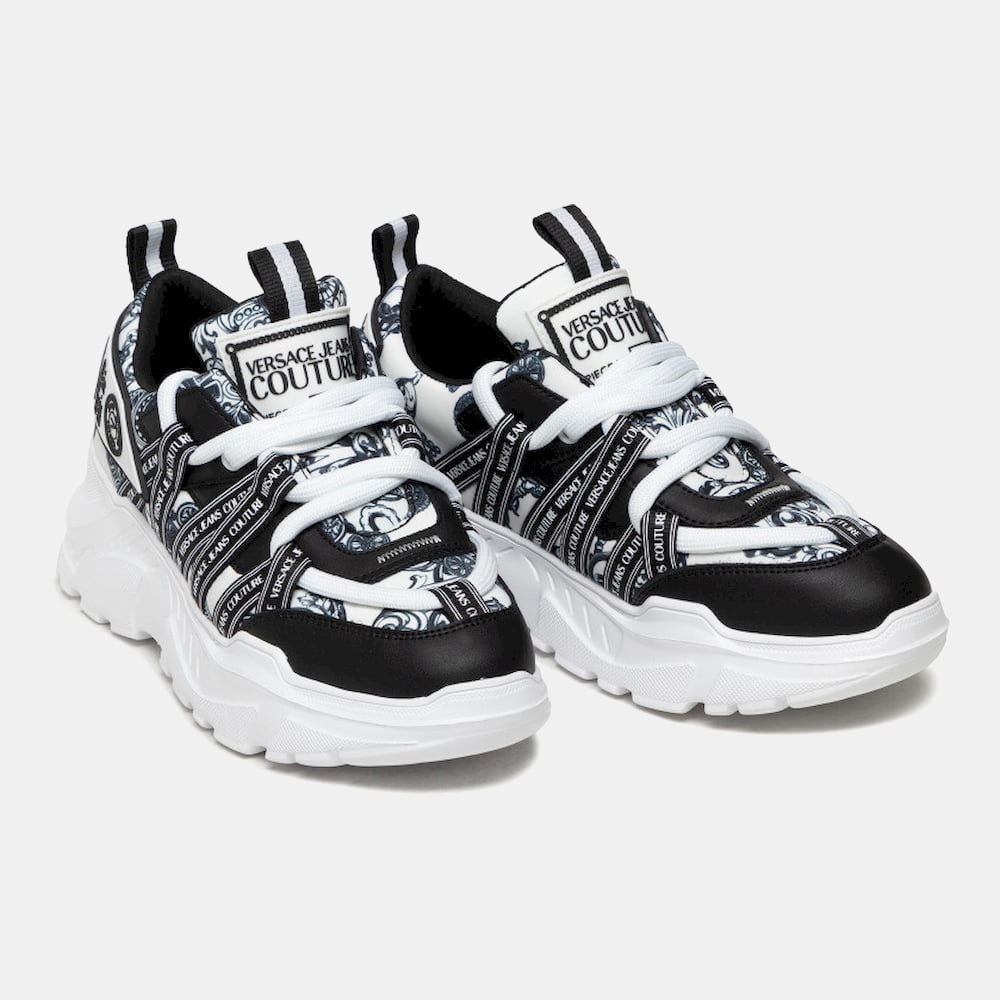 Versace Sapatilhas Sneakers Shoes 71ya3sc5 Blk White Preto Branco Shot12