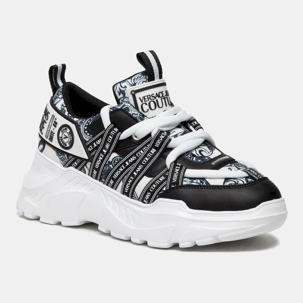 Versace Sapatilhas Sneakers Shoes 71ya3sc5 Blk White Preto Branco Shot2