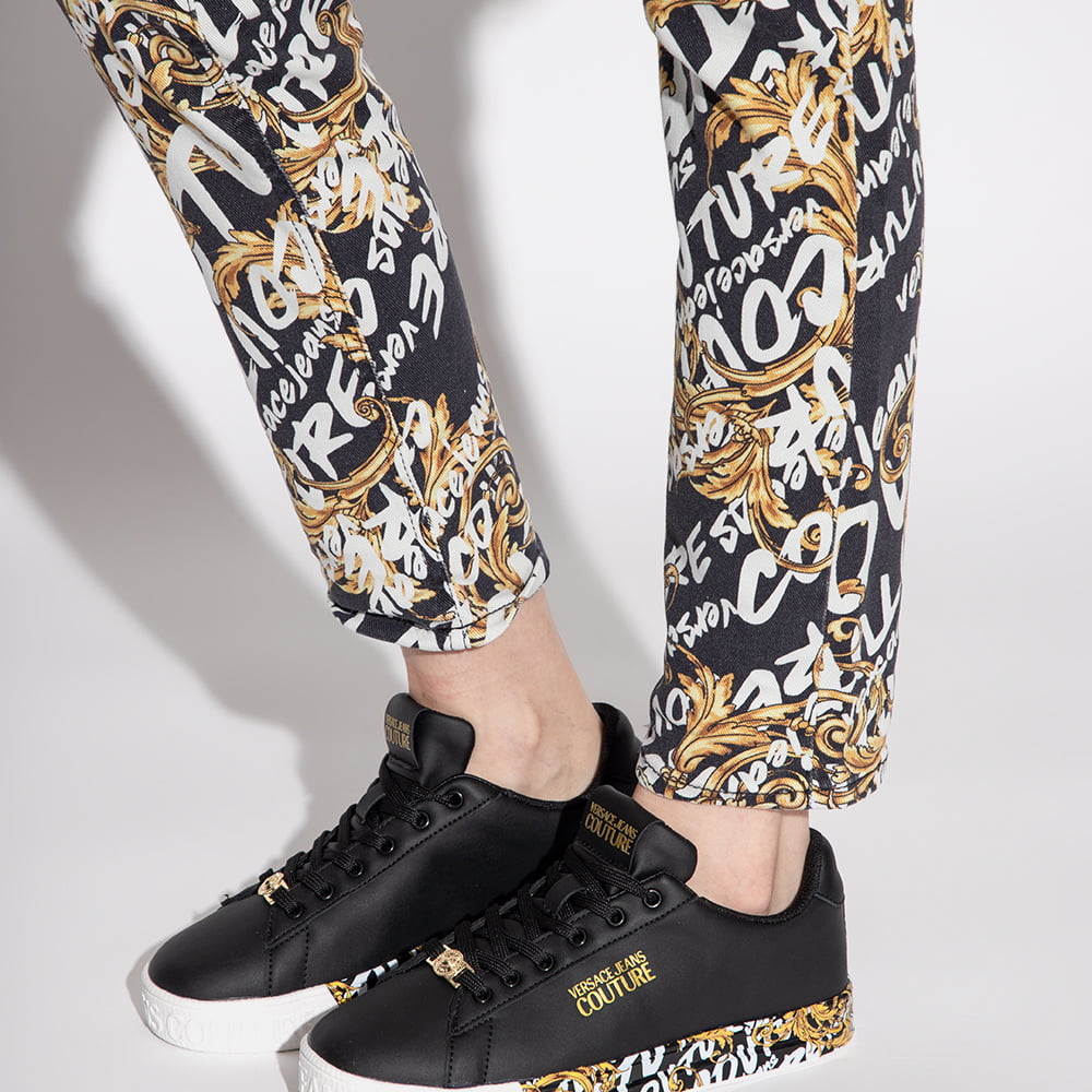 Versace Sapatilhas Sneakers Shoes 73va3skl Blk Gold Preto Ouro Shot3