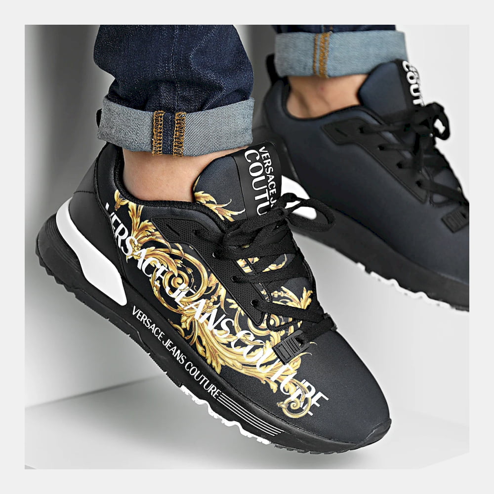 Versace Sapatilhas Sneakers Shoes 73ya3saa Blk Gold Preto Ouro Shot1