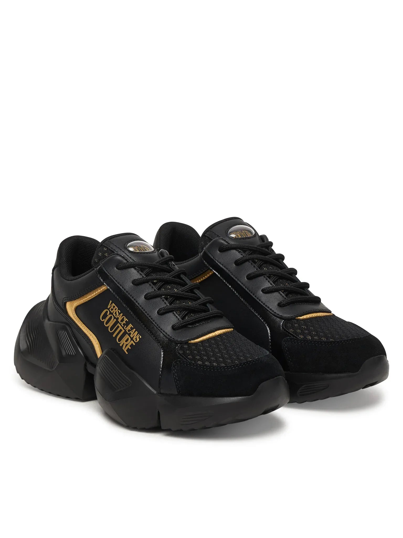 Versace Sapatilhas Sneakers Shoes 80va3su3 Blk Gold Preto Ouro_shot3