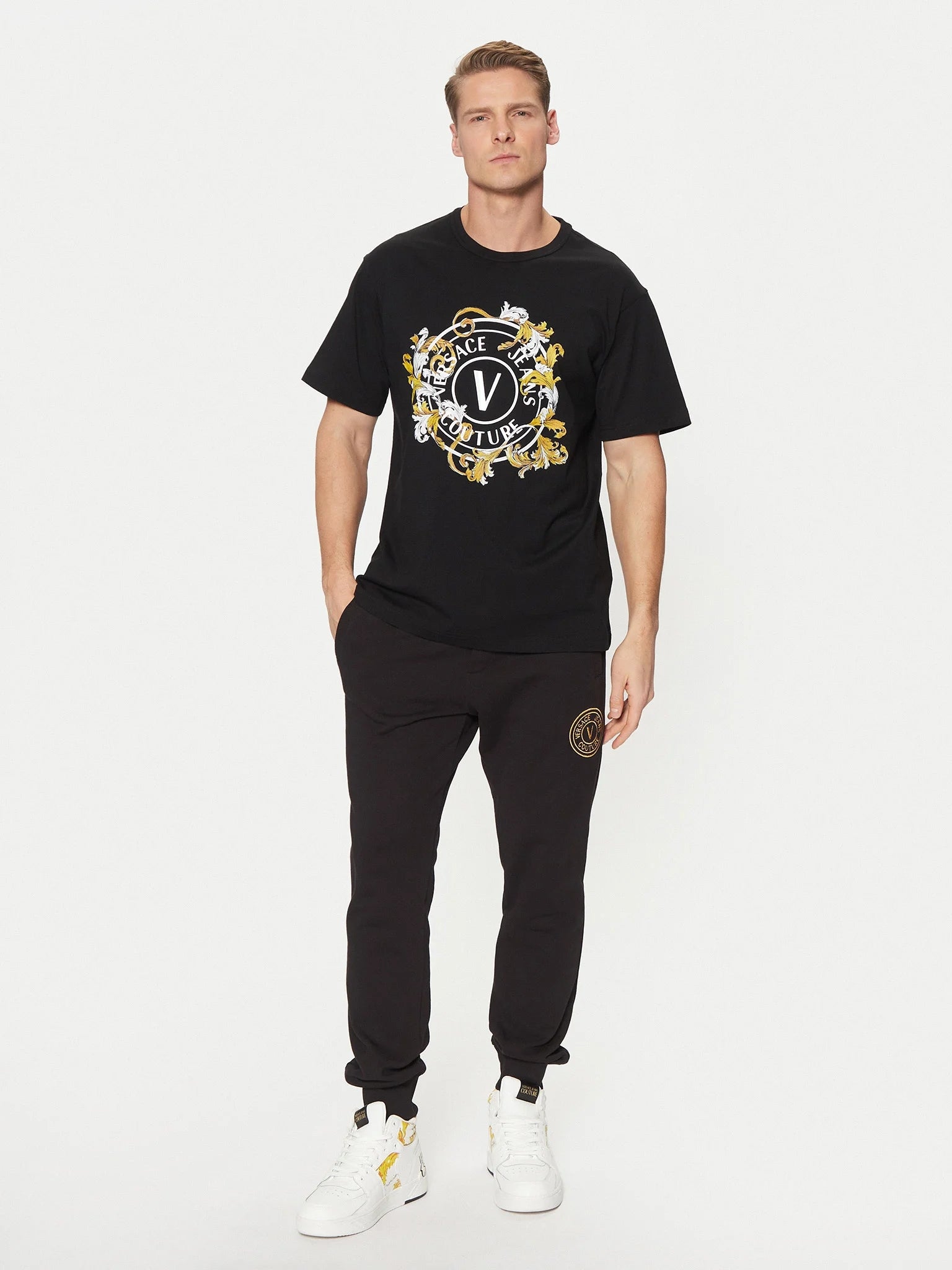 Versace T Shirt 78gahc01 Blk Gold Preto Ouro_shot1