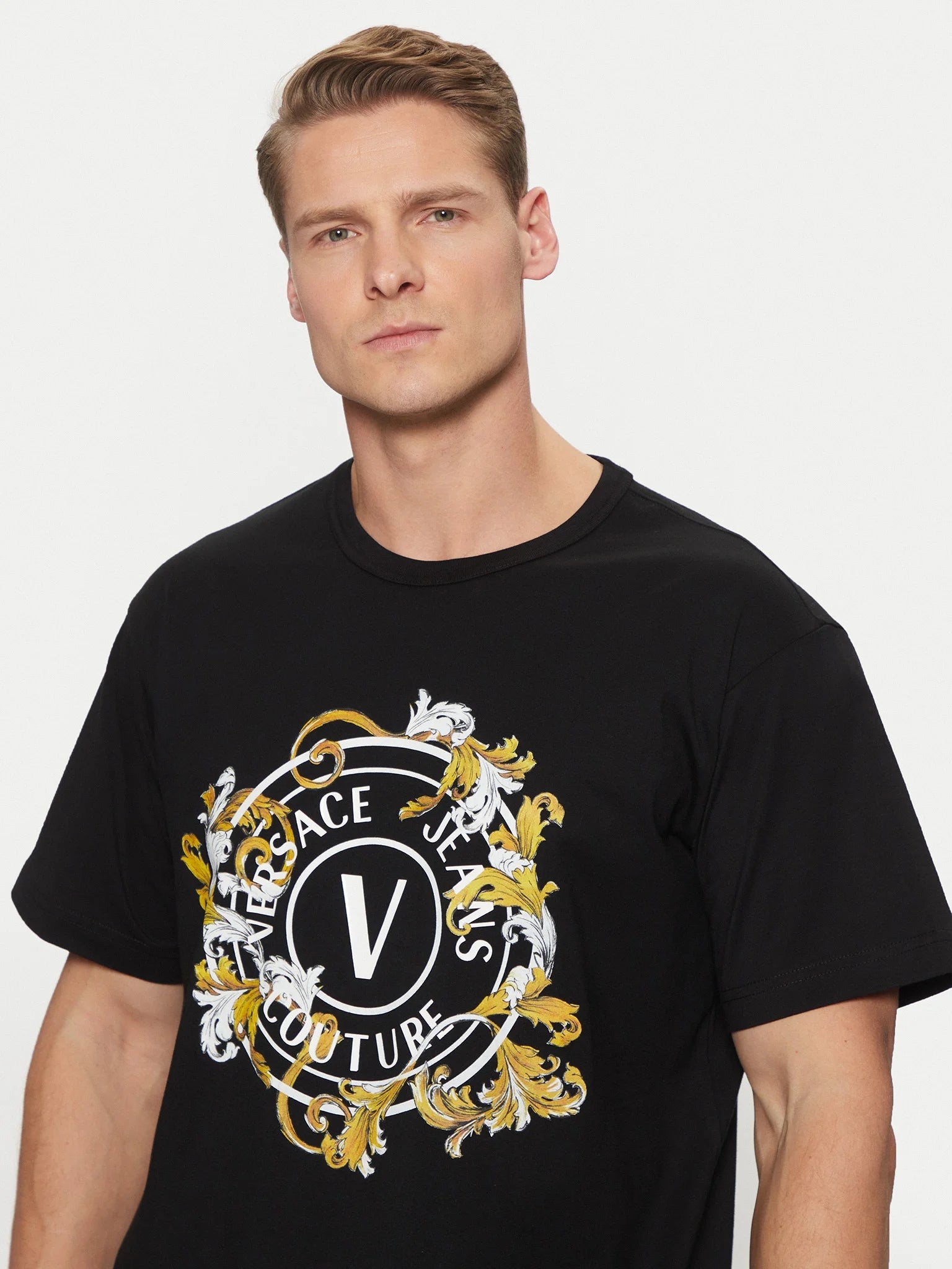 Versace T Shirt 78gahc01 Blk Gold Preto Ouro_shot4