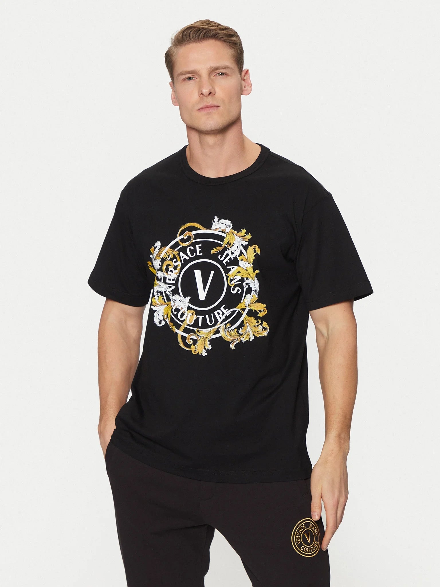 Versace T Shirt 78gahc01 Blk Gold Preto Ouro_shot5