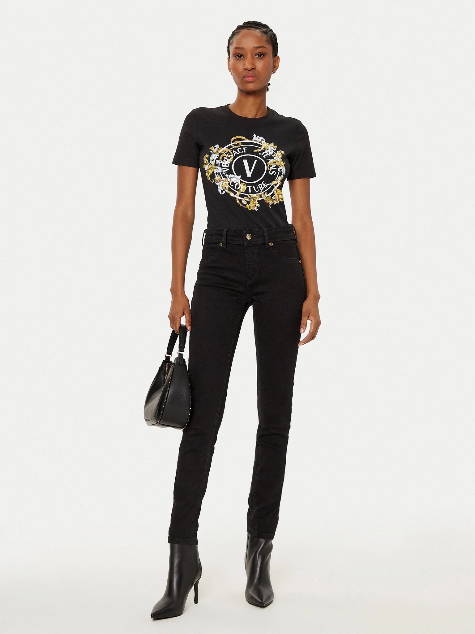 Versace T Shirt 78hahc01 Blk Gold Preto Ouro_shot1