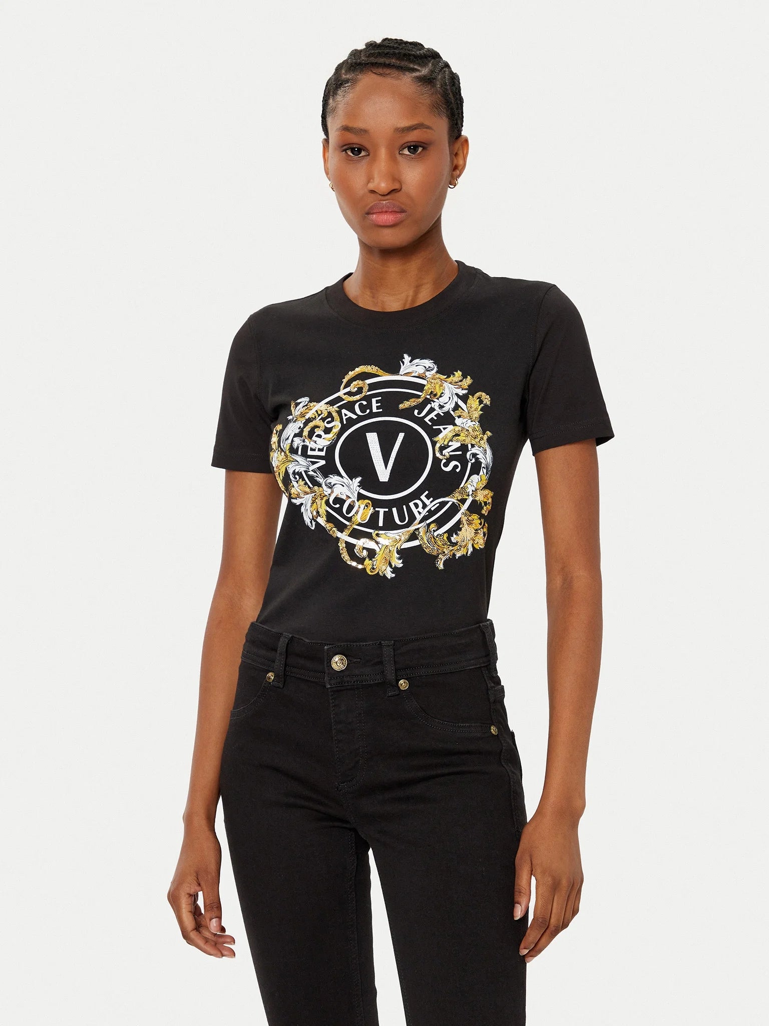 Versace T Shirt 78hahc01 Blk Gold Preto Ouro_shot2