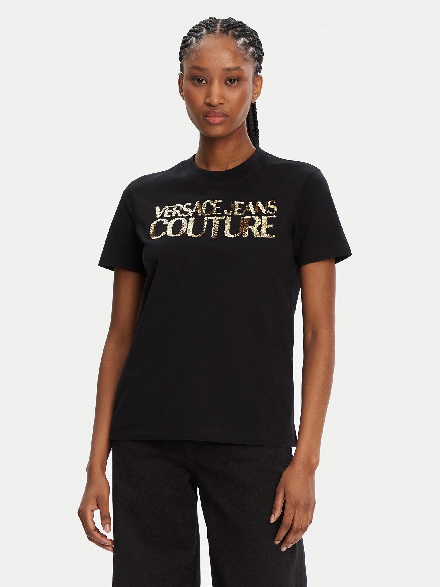 Versace T Shirt 78hahe02 Blk Gold Preto Ouro_shot1