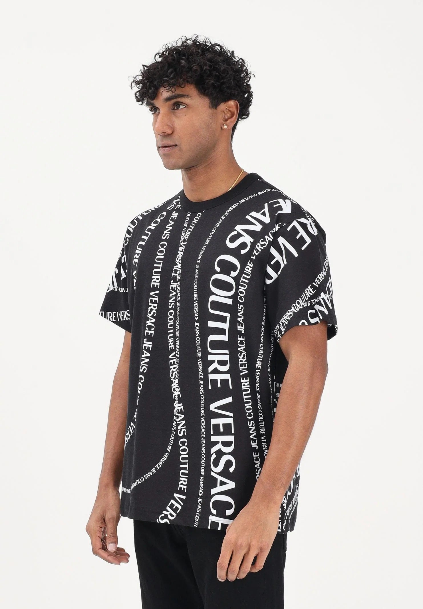 Versace T Shirt 80gah6r0 Blk White Preto Branco_shot1