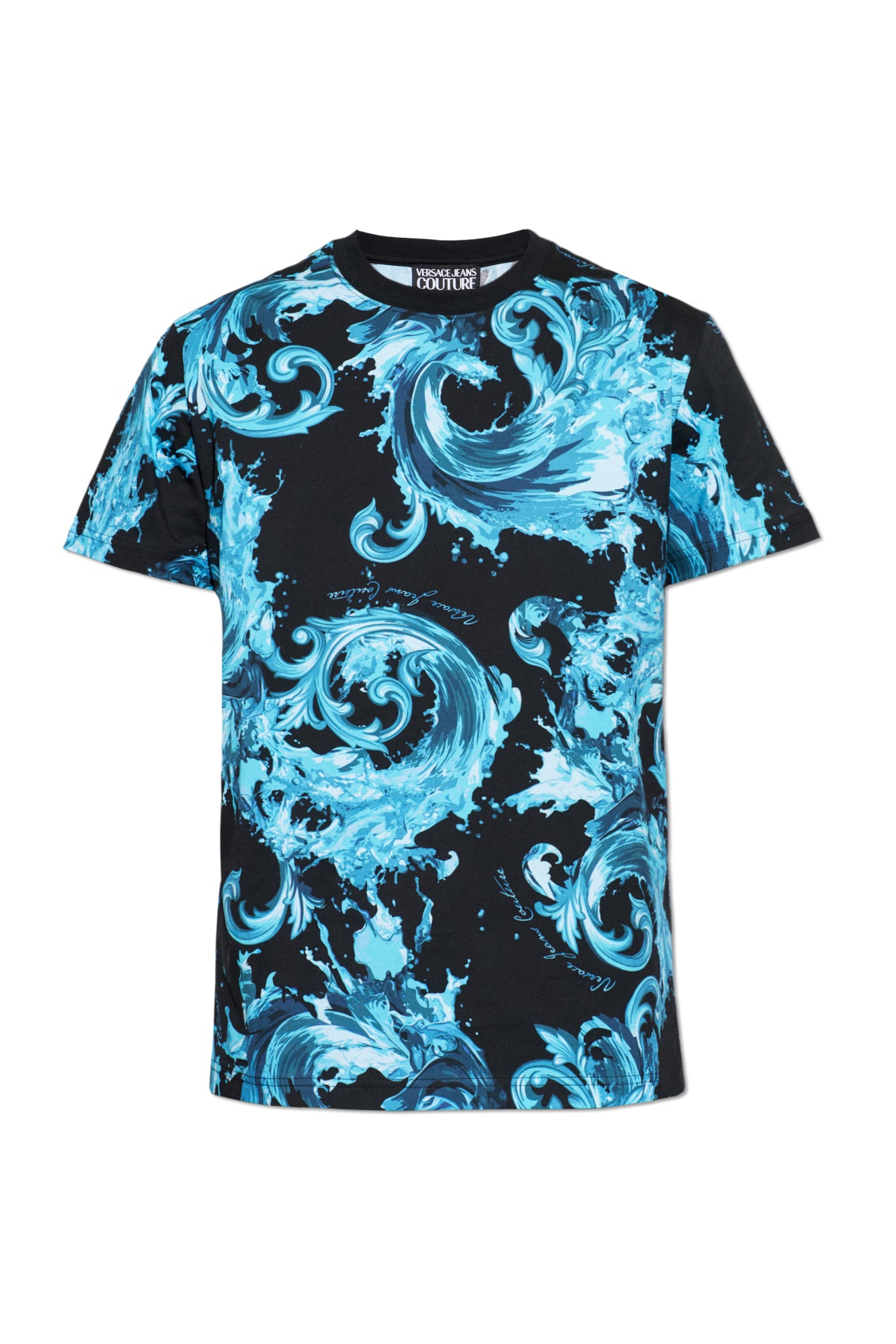 Versace T Shirt 80gah6s0 Black Blue Preto Azul_shot1