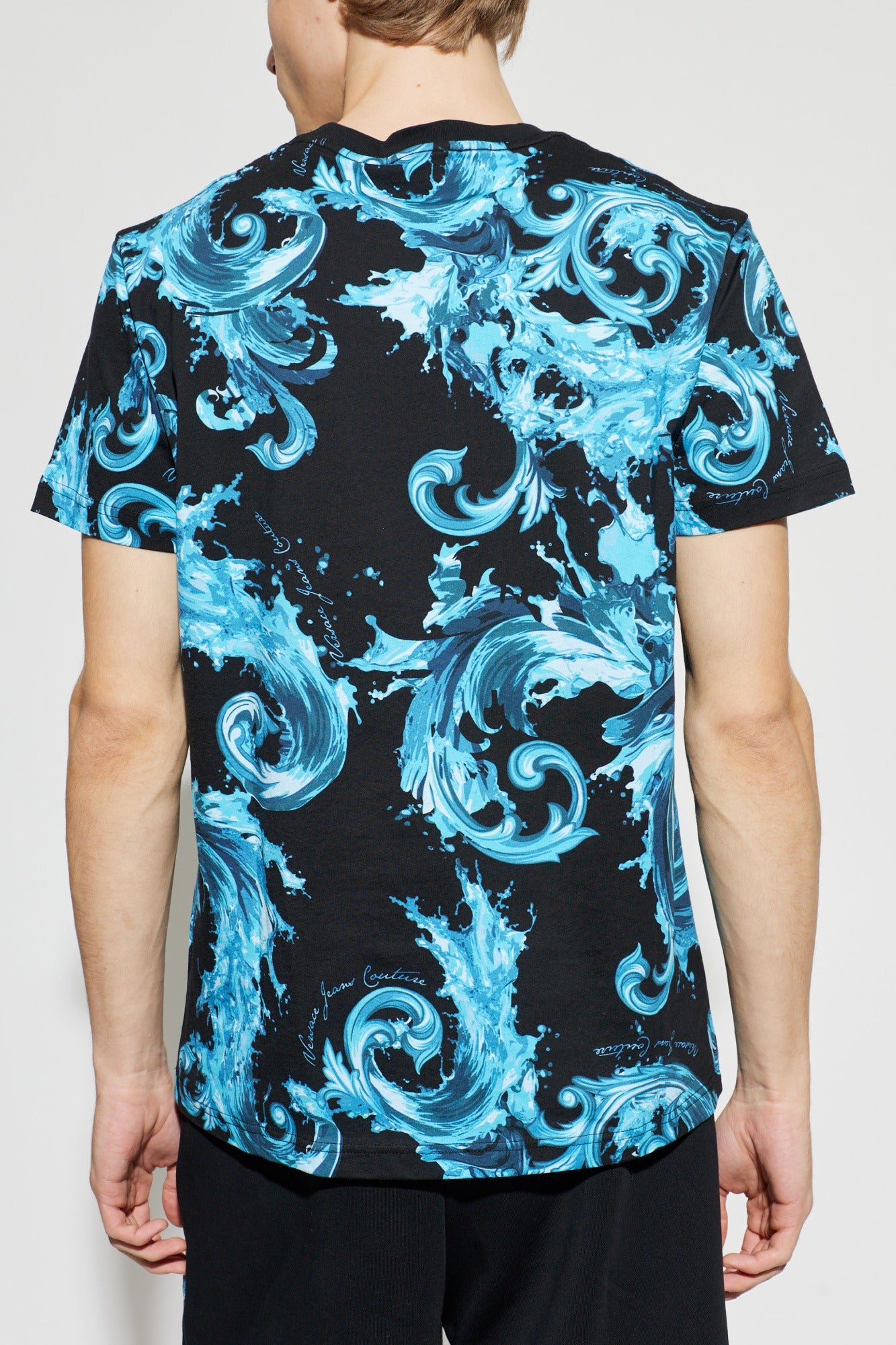 Versace T Shirt 80gah6s0 Black Blue Preto Azul_shot4