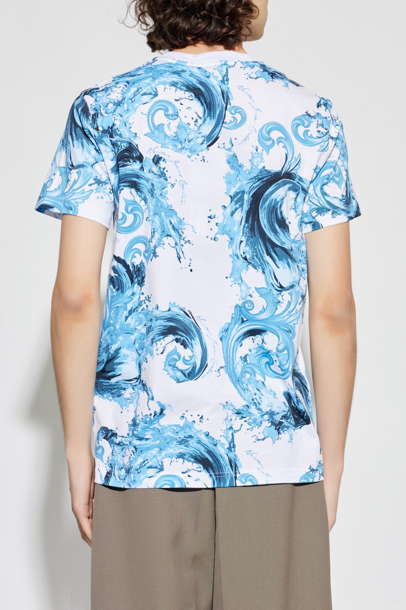 Versace T Shirt 80gah6s0 Whi Blue Branco Azul_shot4