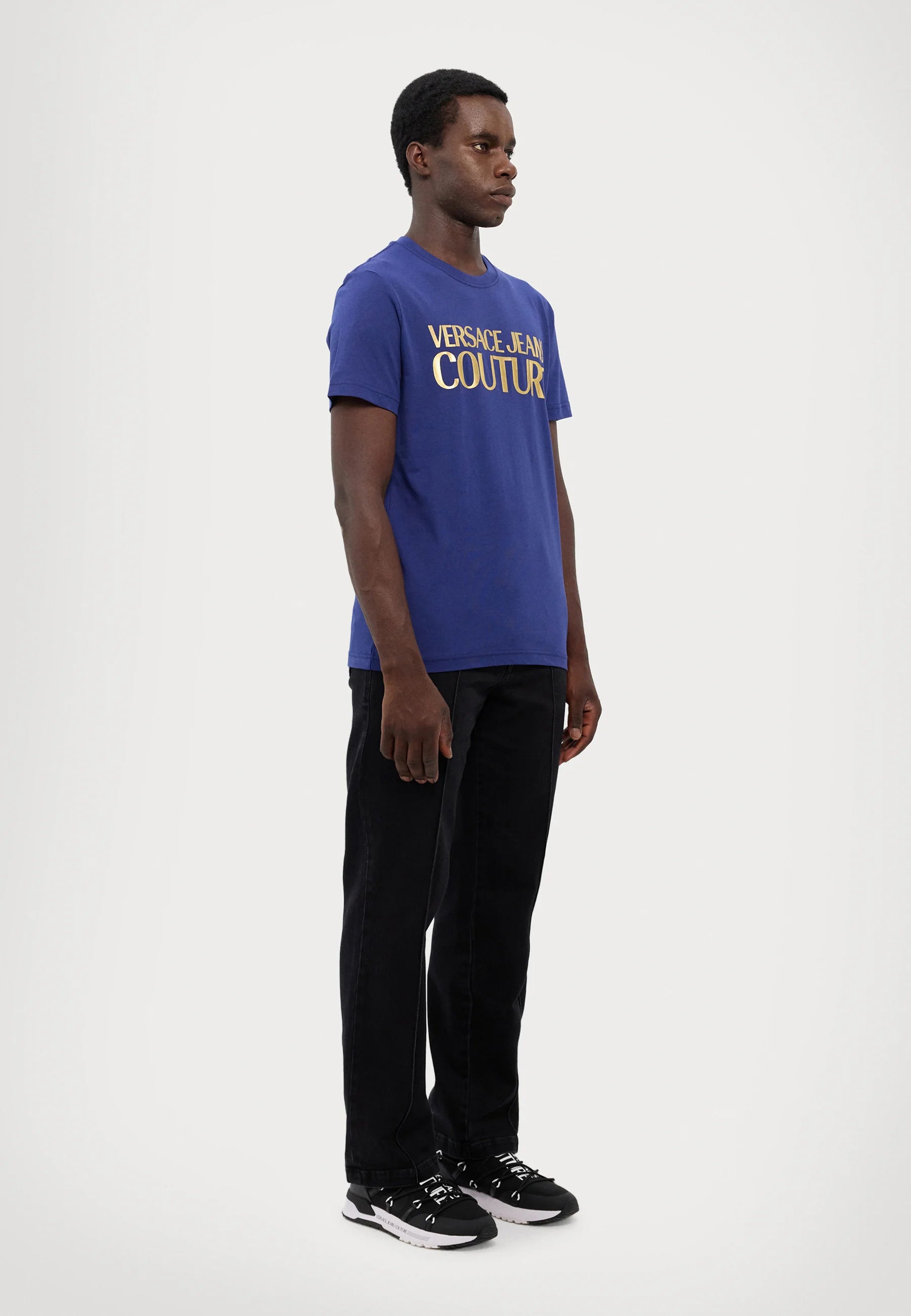 Versace T Shirt 80gaht00 Navy Gold Navy Ouro_shot2
