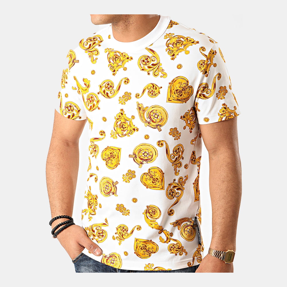 Versace T Shirt B3gvb724 Whi Yellow Branco Amarelo Shot12