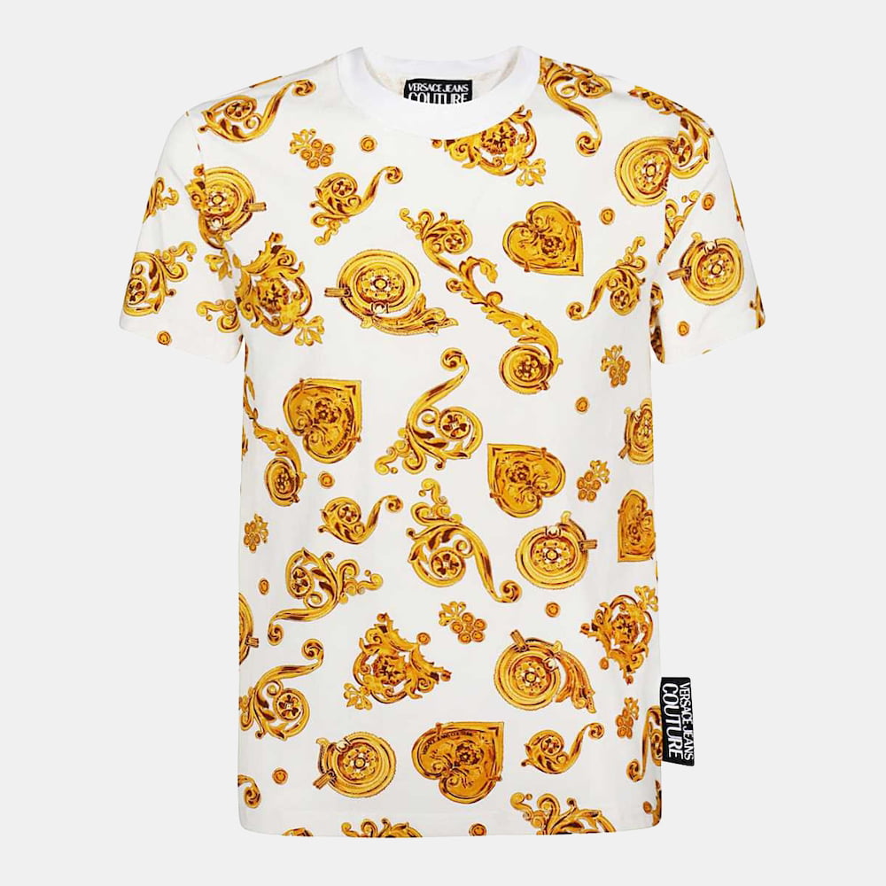 Versace T Shirt B3gvb724 Whi Yellow Branco Amarelo Shot6