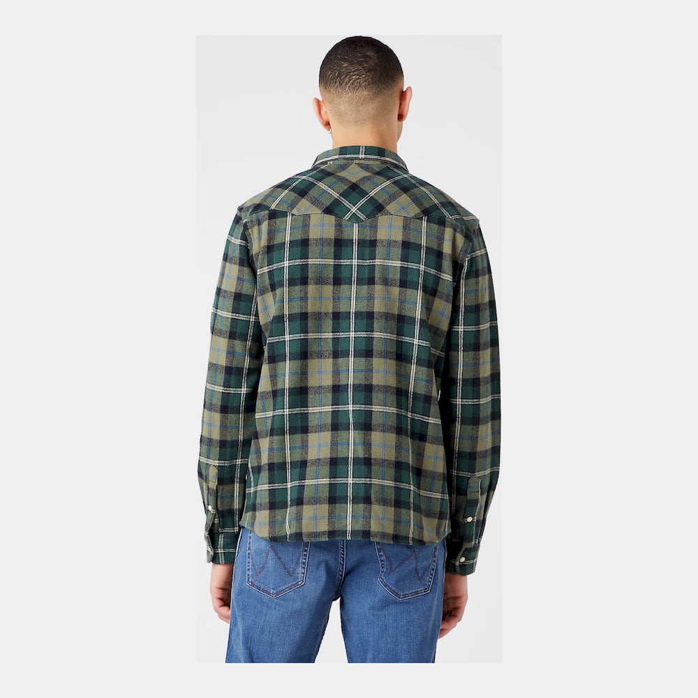 Wrangler Camisa Shirt W5b4cm Dk.green Verde Escuro Shot3