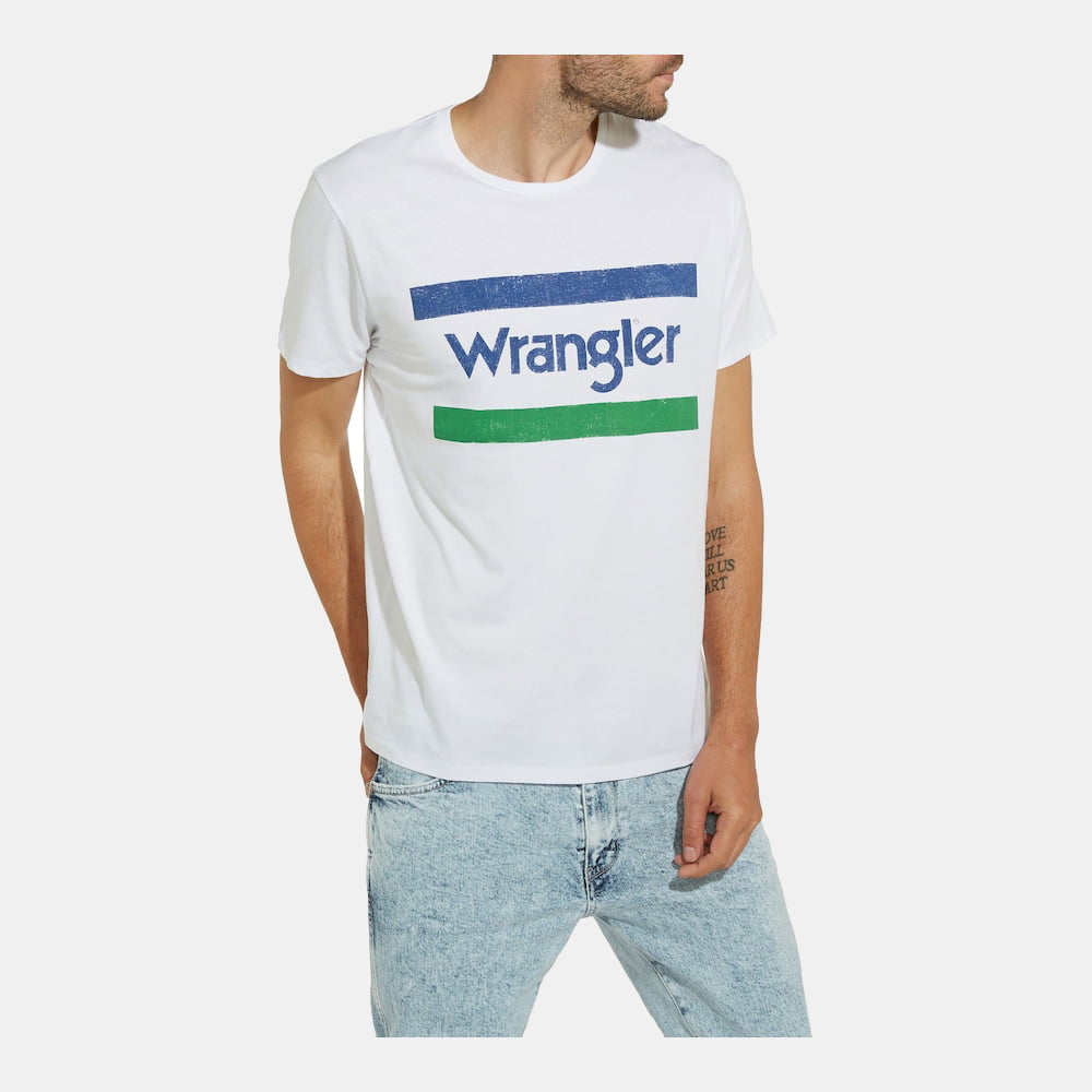 Wrangler T Shirt W7b27fxxx White Branco Shot8