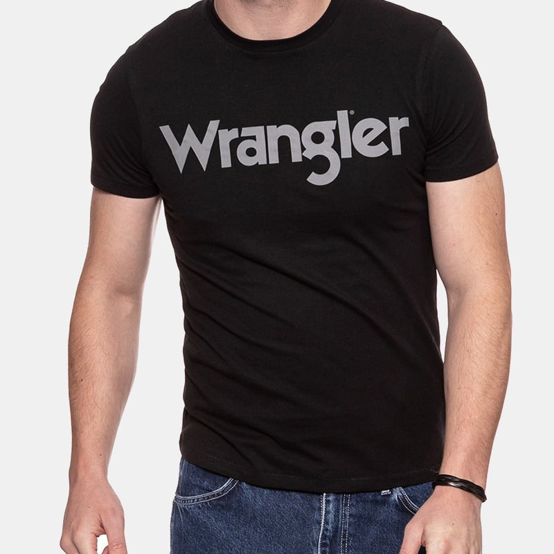 Wrangler T Shirt W7c04d Black Preto Shot1