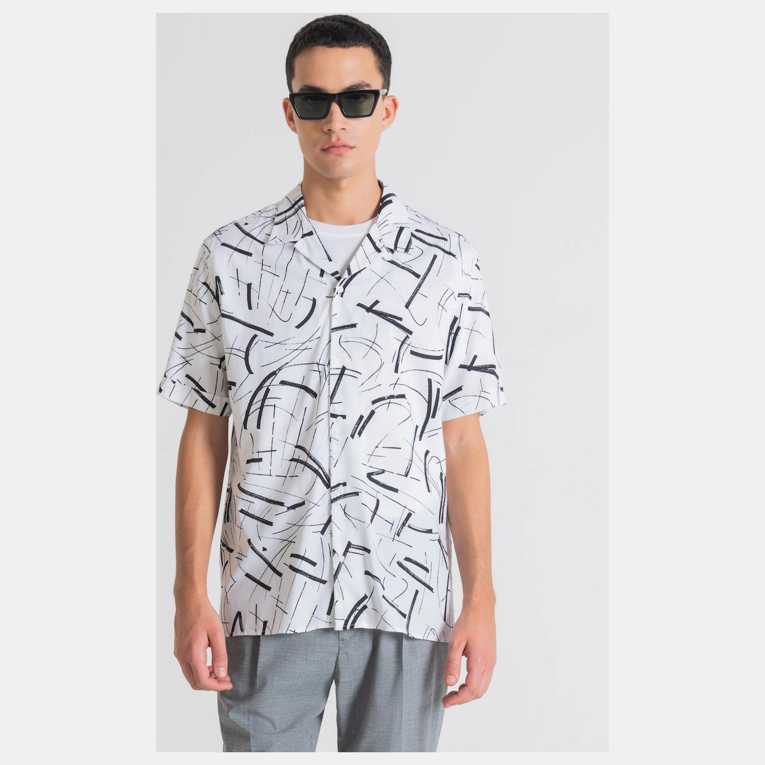 Antony Morato Camisa Shirt Mmss00171 Whi Black Branco Preto_shot1