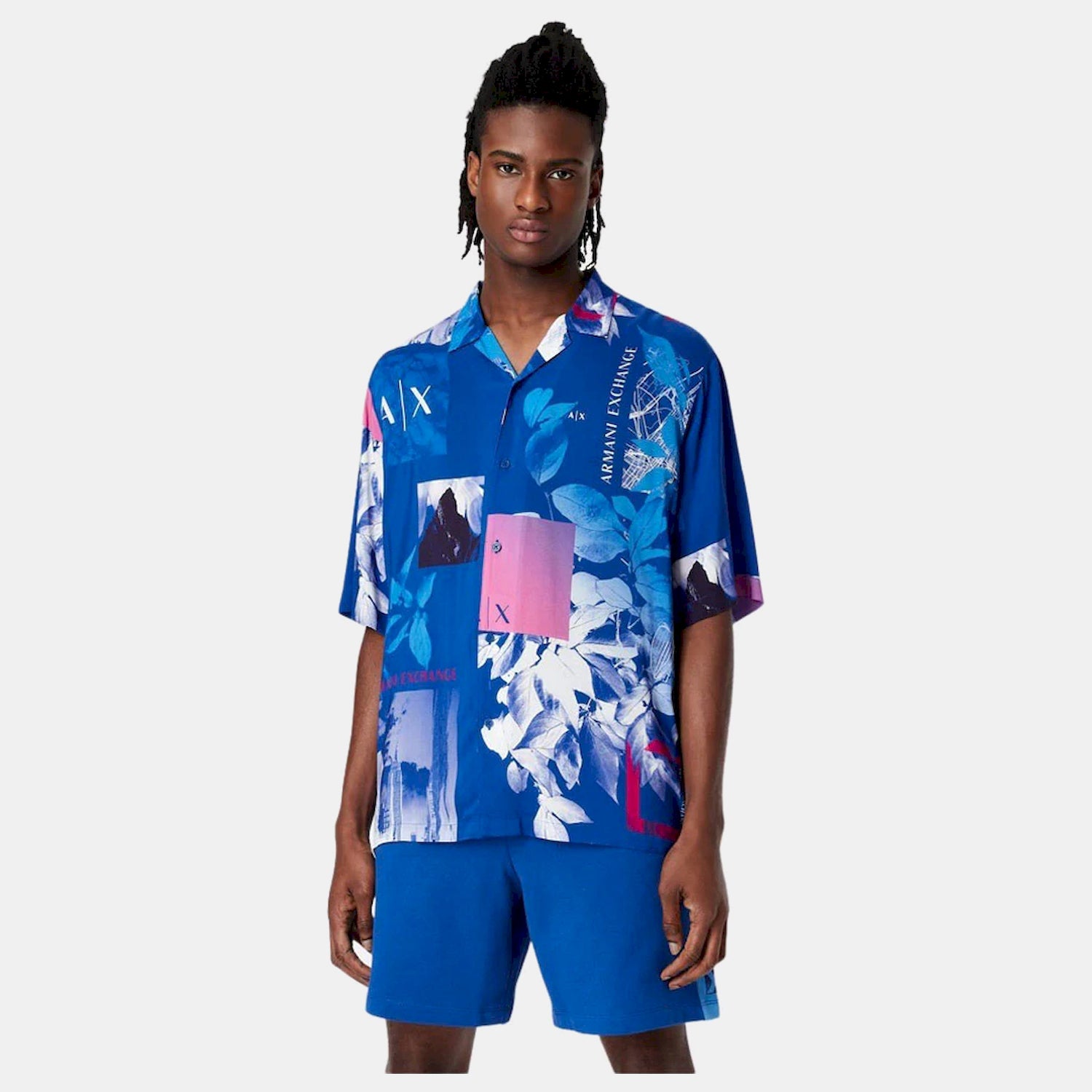 Armani Exchange Camisa Shirt 3rzc47 Znrnz Blue Multi Azul Multicolor_shot1
