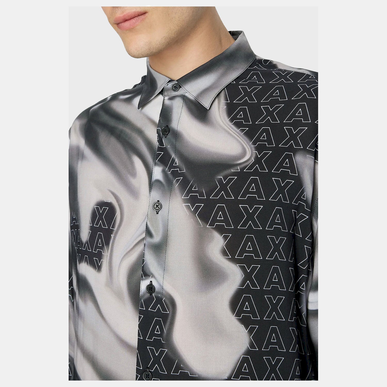 Armani Exchange Camisa Shirt 6rzc10 Znrnz Blk Multi Preto Multicolor_shot3